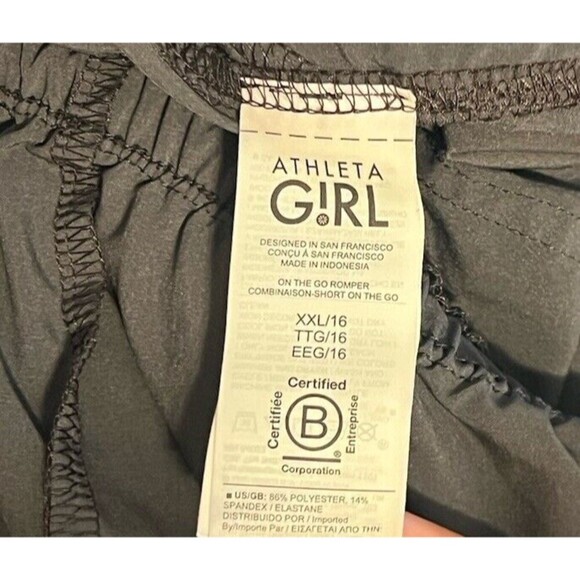 Athleta Girl On The Go Romper Girls Size XXL 16 Black Gray Camouflage Sleeveless - Picture 7 of 7